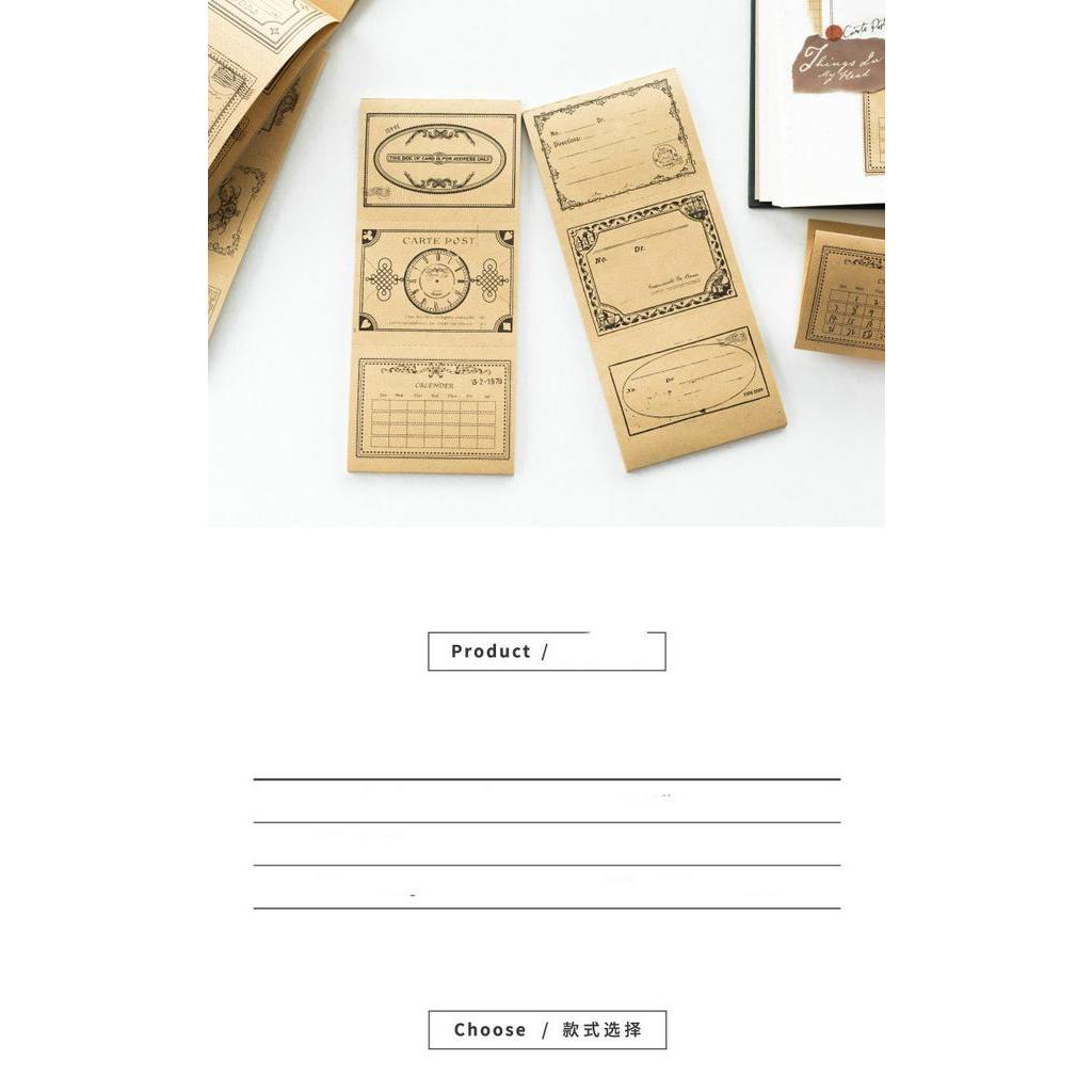 Giấy vintage 30 tờ giấy xé họa tiết retro kẻ grid trang trí sổ, bullet journal YanJi DecorMe