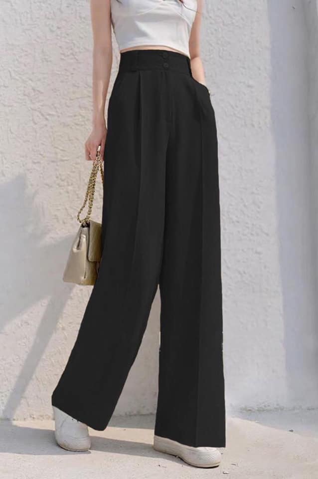 [❤️Quần Culottes Ống Rộng Cạp Cao Hai Cúc❤️-Vải Vitex Cao Cấp-Hàng Thiết Kế Full Size. M101.