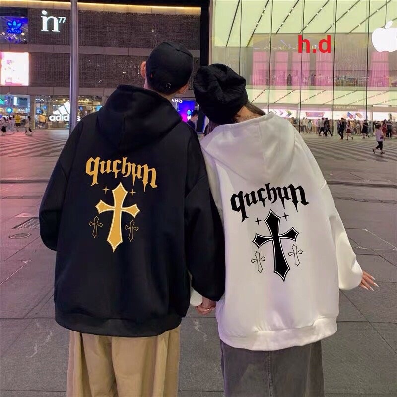Áo hoodie QucBun Chữ Thập UlzzangHodie nam nữ form rộng dài vải nỉ tàu giữ nhiệt, dày dặn, lót bôngFree Ship Unisex