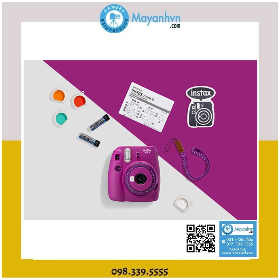 Instax Mini 9 - Máy ảnh chụp lấy ngay Instax Mini 9 (Clear Purple) - Bảo hành 12 tháng