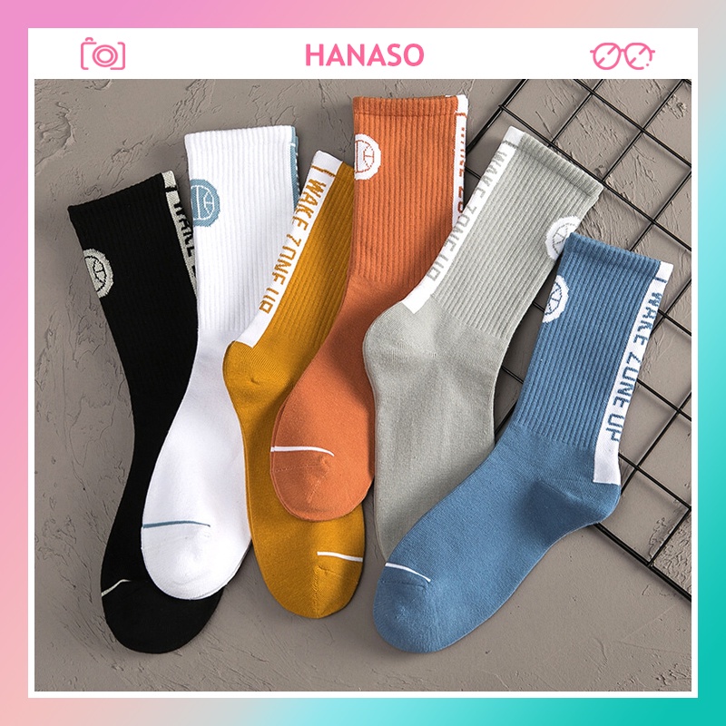 Tất cổ cao nữ nam phong cách Hàn Quốc vớ thể thao streetwear trẻ trung năng động thời trang thu hè cá tính HANASO TD055