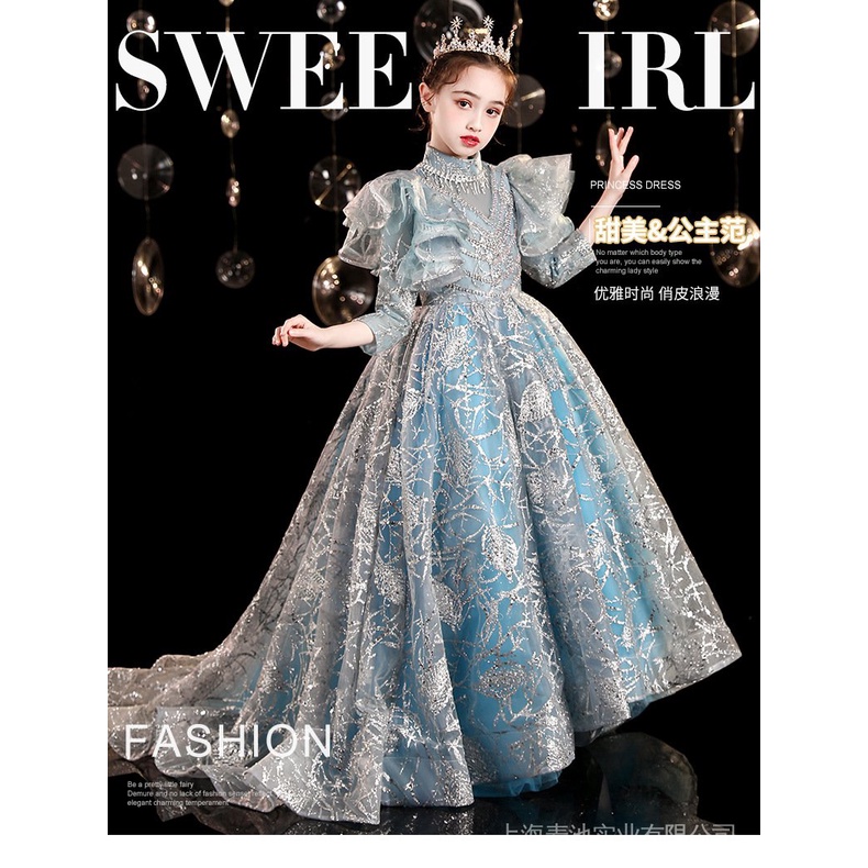 Đầm Công Chúa Họa Tiết Hoa Phong Cách Phương Tây Thời Trang Cho Bé Gái