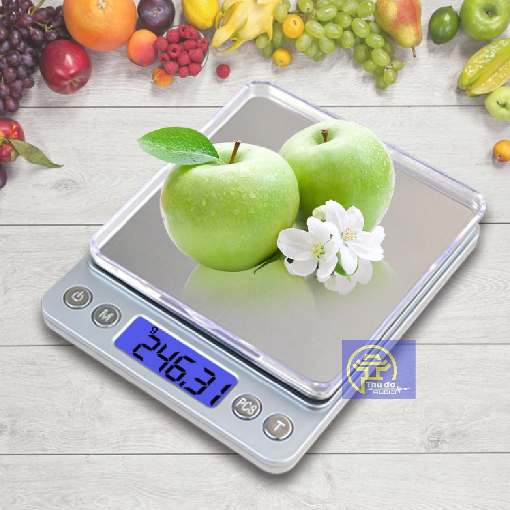 Cân Tiểu Ly Điện Tử Platform 0.5Kg và 2kg (Tặng 2 Khay Nhựa), Cân Điện Tử Mini nhà bếp Inox I2000 độ chính xác Cao