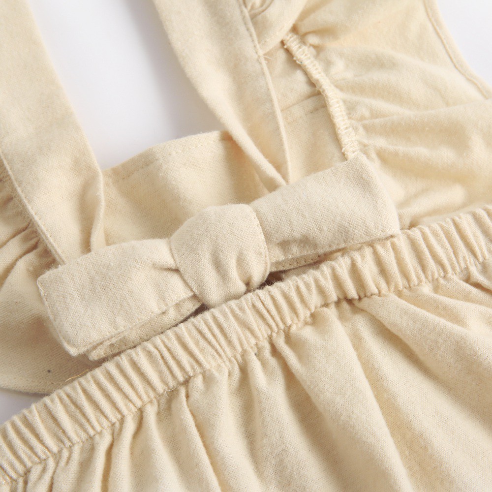 Bộ Áo Liền Quần Sanlutoz Bằng Chất Liệu Cotton Màu Be Dành Cho Bé Gái