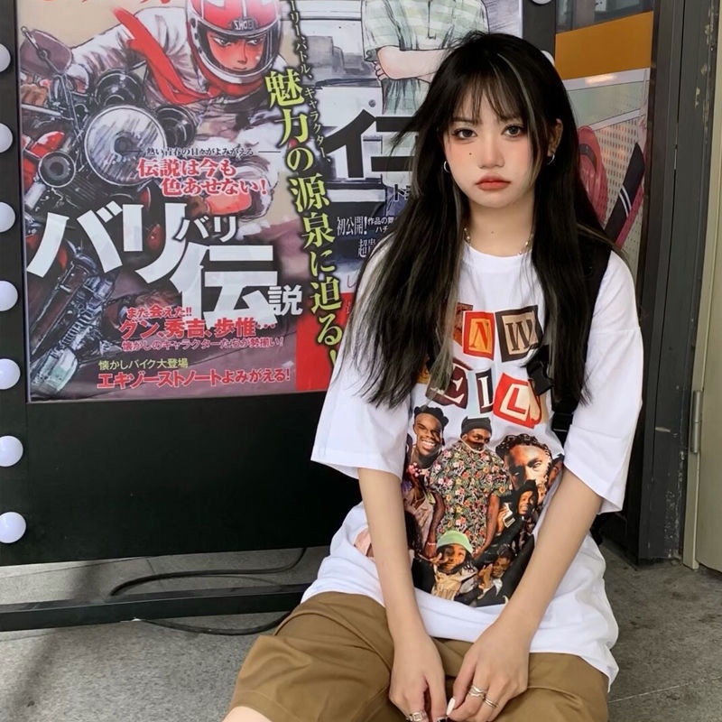 IELGY Áo Thun Tay Ngắn Dáng Rộng Thiết Kế Mới Thời Trang Mùa Hè Dành Cho Cặp Đôi