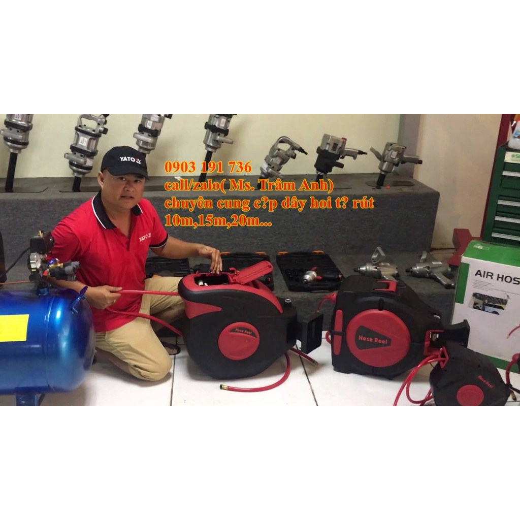 Dây Hơi Tự Rút Hose Reel 10m, cuộn dây hơi tự rút cho máy nén khí Giá cực Chất