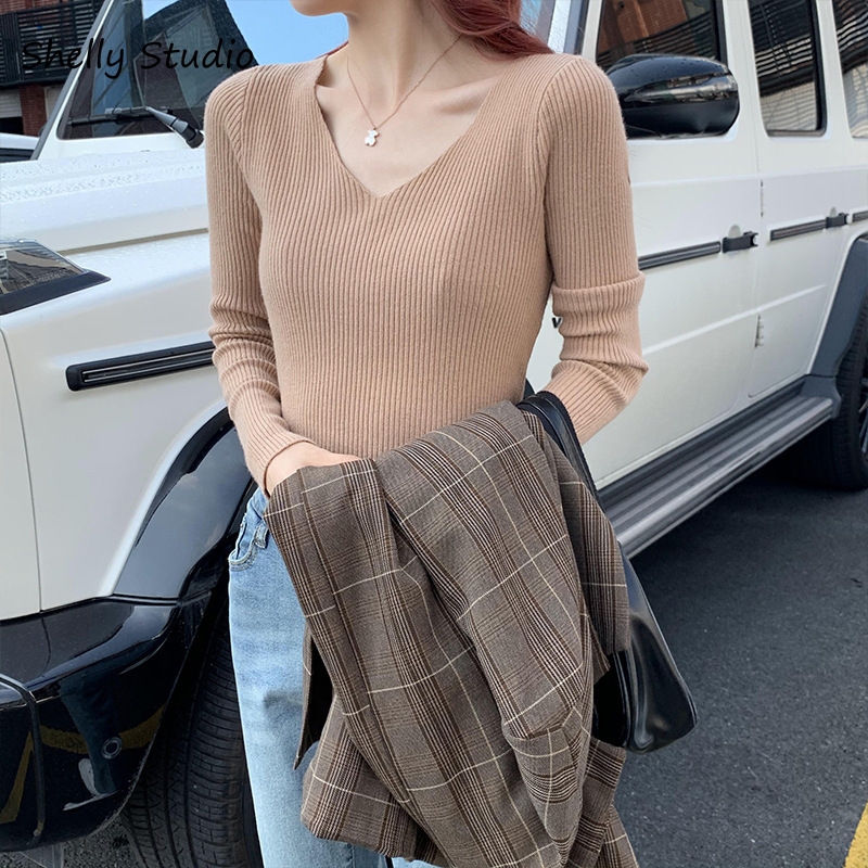 [Mã FASHIONCB732 hoàn 15% tối đa 30K xu 99K] Áo sweater dệt kim dài tay ôm dáng màu trơn thanh lịch cho nữ | BigBuy360 - bigbuy360.vn