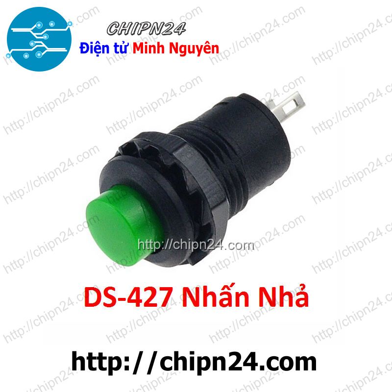 [2 CÁI] (G13) Nút nhấn Nhả DS-427 Xanh Lá (Đường kính 12MM)