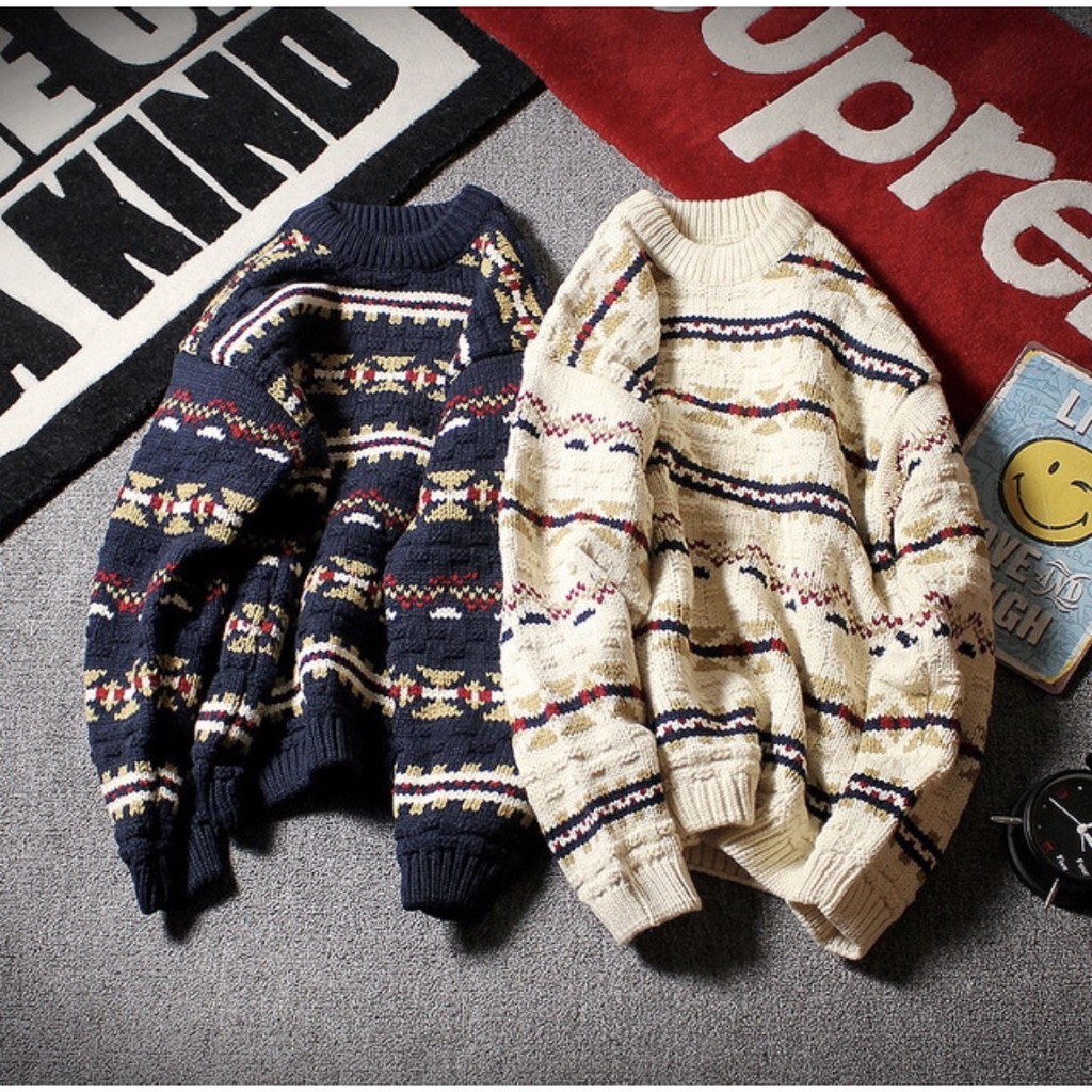 [Ảnh Thật] Áo Len Đôi Kẻ Diềm áo len couple | BigBuy360 - bigbuy360.vn