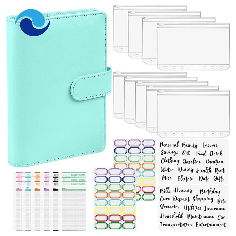 Sổ ghi chú A6 bìa da PU 6 vòng màu đen