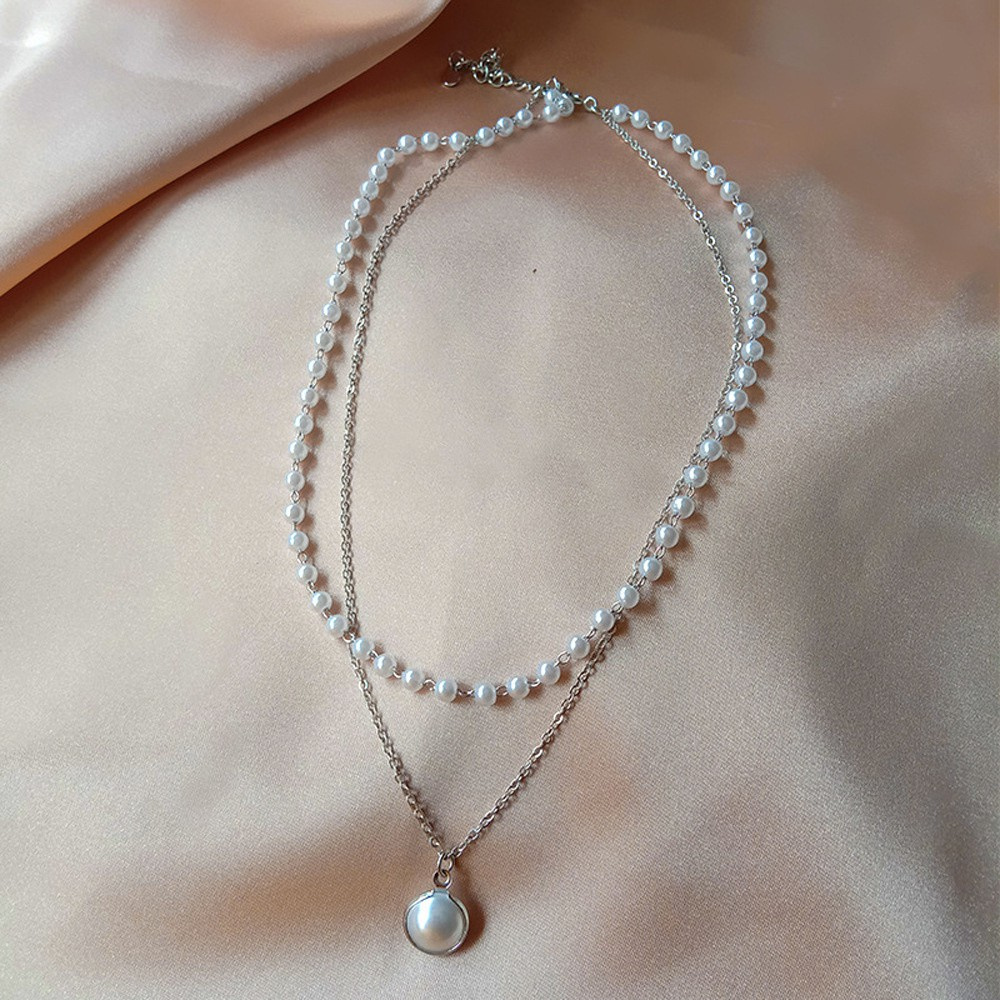 Vòng Cổ Choker Hai Lớp Đính Hạt Ngọc Trai Thời Trang Mùa Hè 2021 Cho Nữ