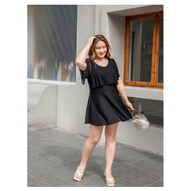 Bộ bơi big size màu đen đầm kín đáo đi biển size 70-80kg