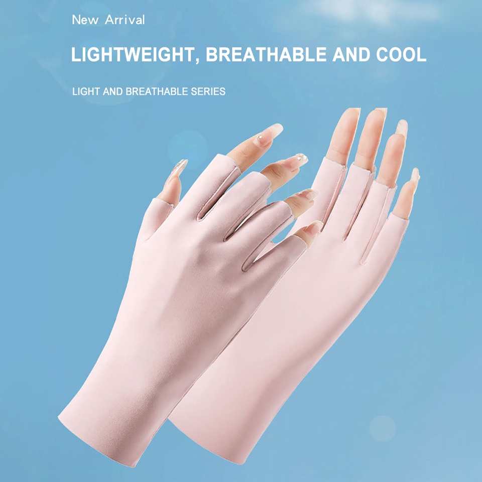 Găng tay thể thao hở ngón chống tia UV siêu nhẹ thông thoáng cho nữ