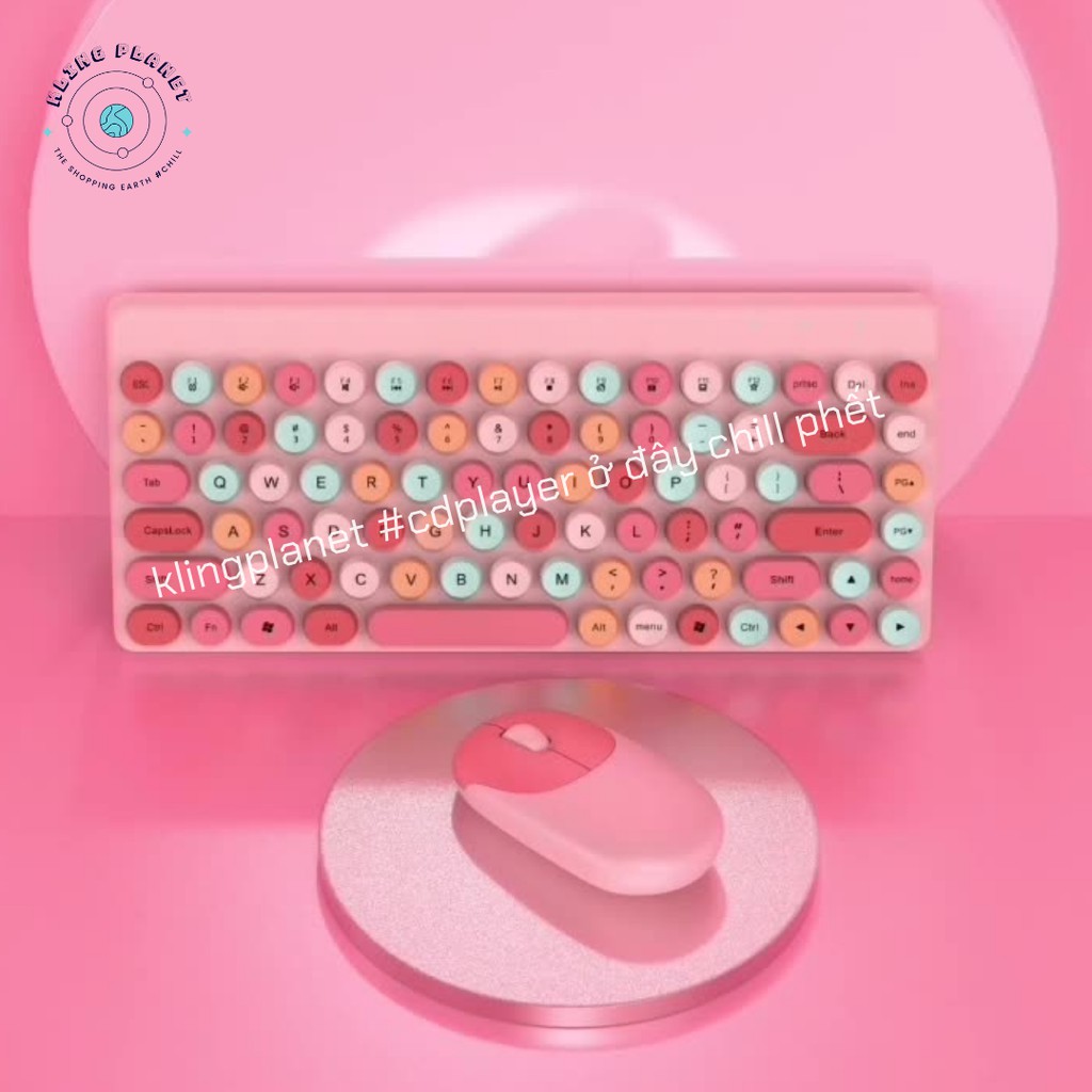 Bộ Bàn phím + chuột KHÔNG DÂY mini QW02 31,3x14x4cm mix màu siêu hot, xinh xắn dễ thương