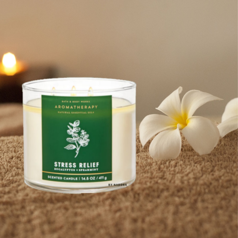 [BILL MỸ] Nến Thơm Thư Giãn Bath And Body Work WHITE BARN 3 Bấc Mùi STRESS RELIEF