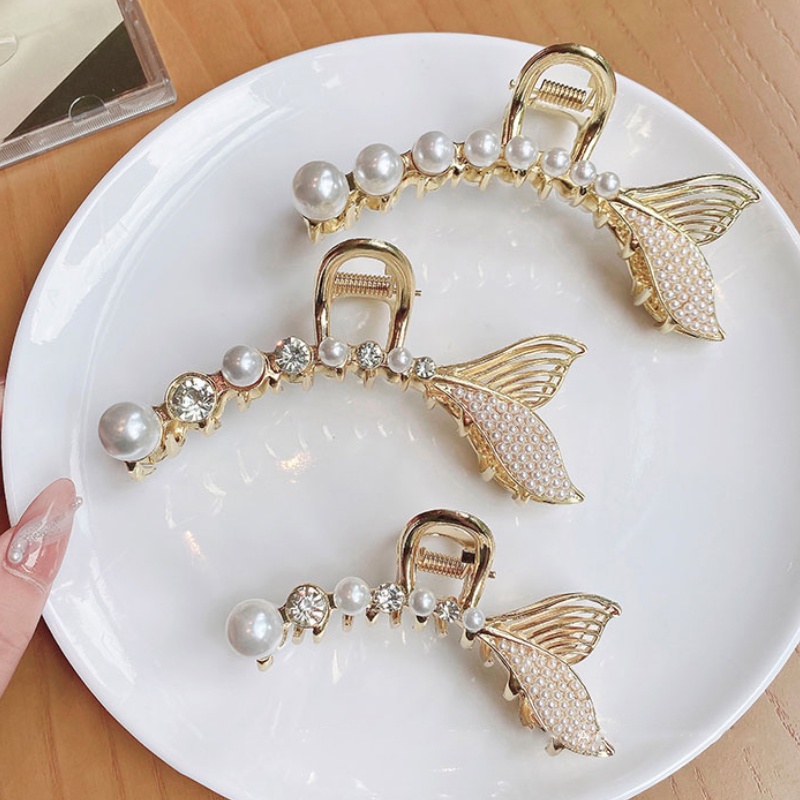 Kẹp Tóc Đuôi Cá Đính Ngọc Trai Giả Phong Cách Hàn Quốc Thời Trang