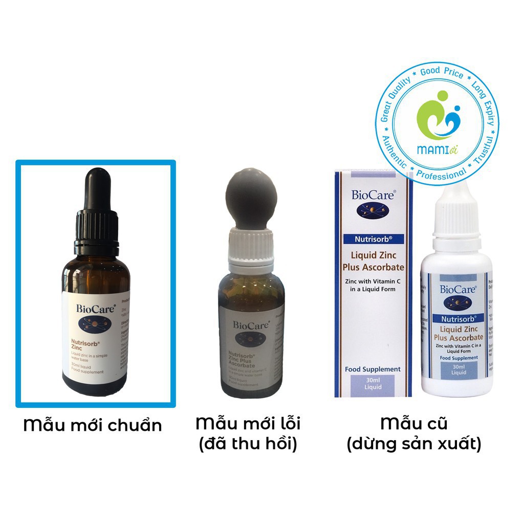 Kẽm giọt (30ml) tăng cường đề kháng cho trẻ nhỏ từ 1 tháng đến 5 tuổi Biocare Nutrisorb Zinc, UK