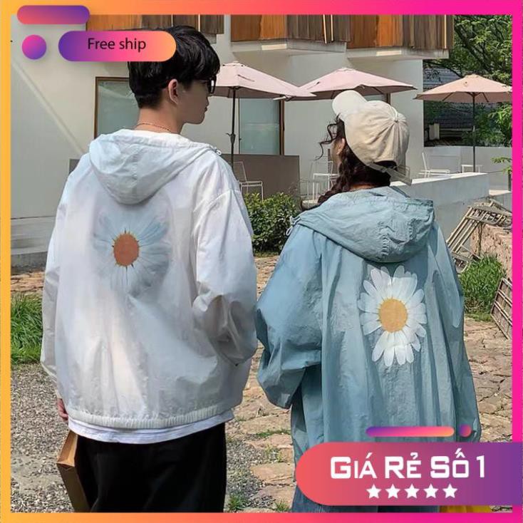 [ÁO KHOÁC NỮ,NAM] Áo Khoác Dù 2 Lớp Hình Bông Cúc Free Size 65kg AK27 | BigBuy360 - bigbuy360.vn