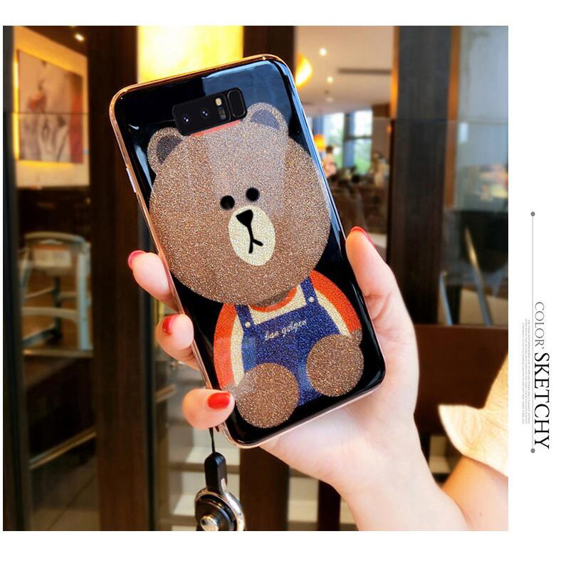 Samsung Galaxy A8 2018 Stripe Strap Bear With Holder