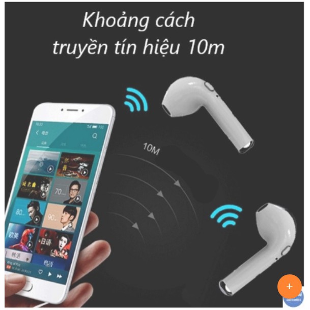 Tai nghe Blueouth hai bên kèm mic I7s cao cấp, kèm cáp sạc, phù hợp các dòng điện thoại ( Bộ gồm 2 tai )