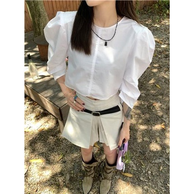 Áo Sơ Mi Tay Lửng Dáng Rộng Xếp Ly Thời Trang Mùa Hè Cho Nữ