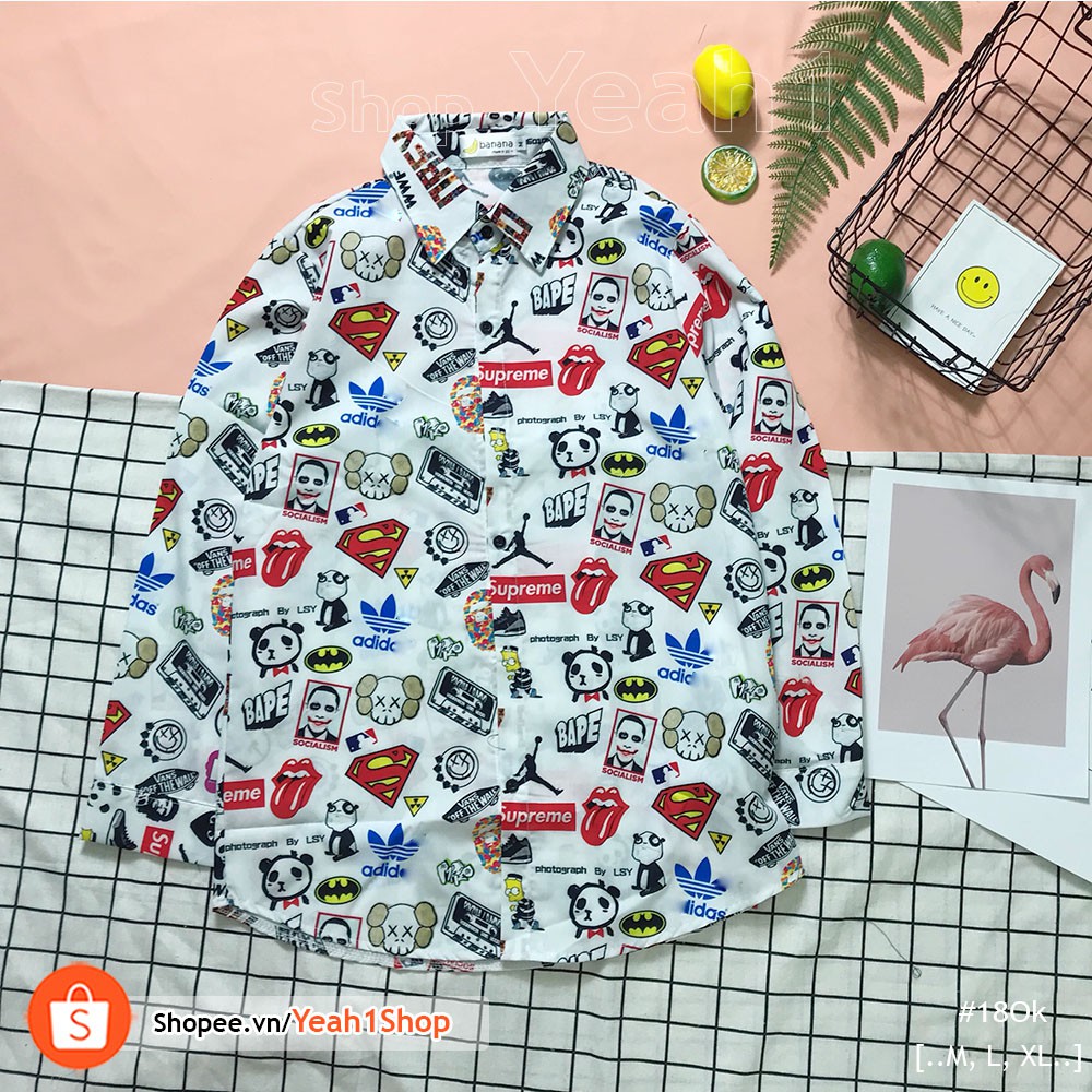 [Yeah1Shop]- Áo sơ mi tay dài logo Obey (M,L,XL)