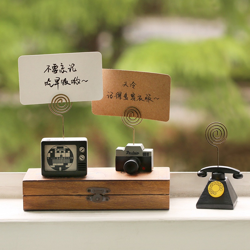 Retro Photo Holder Simulated Camera TV Message Notes Clip Postcards Clips