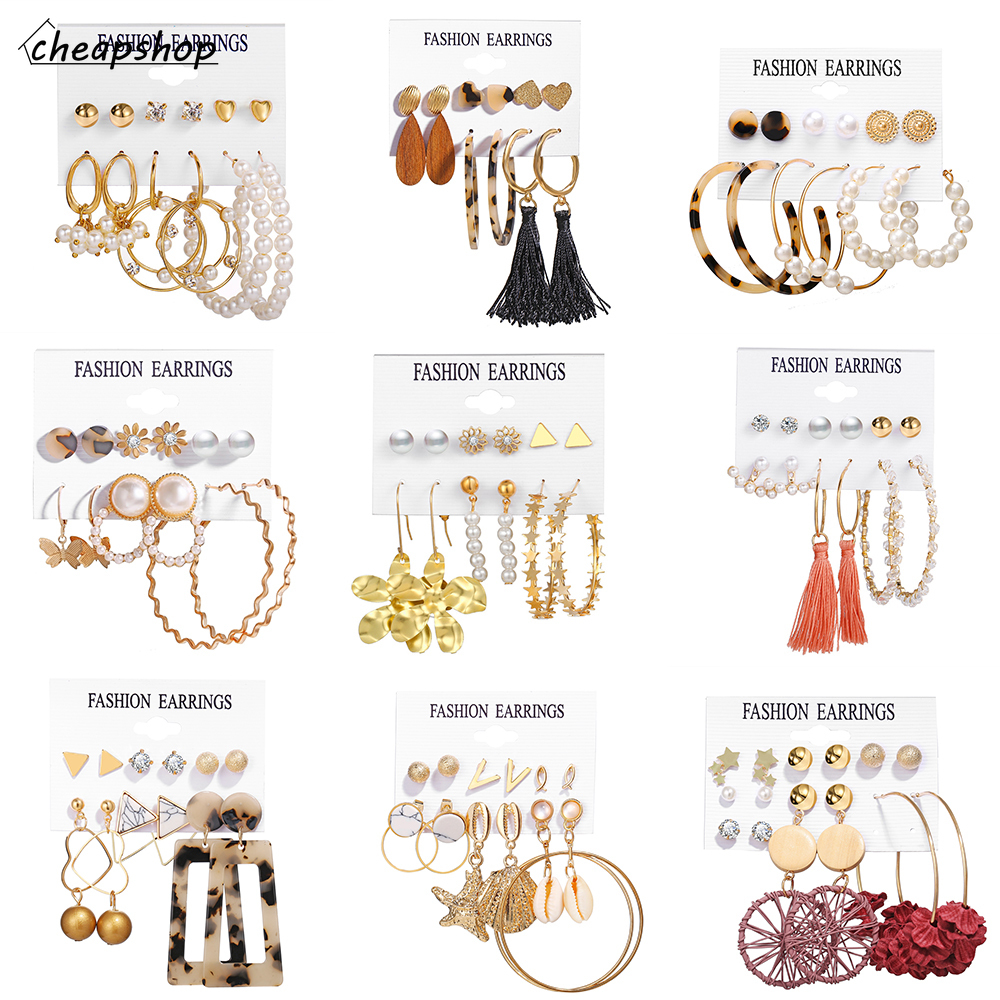 iF YOU Bộ khuyên tai kiểu hình học hoa bướm phối tua rua phong cách Retro đẹp mắt cho đi tiệc