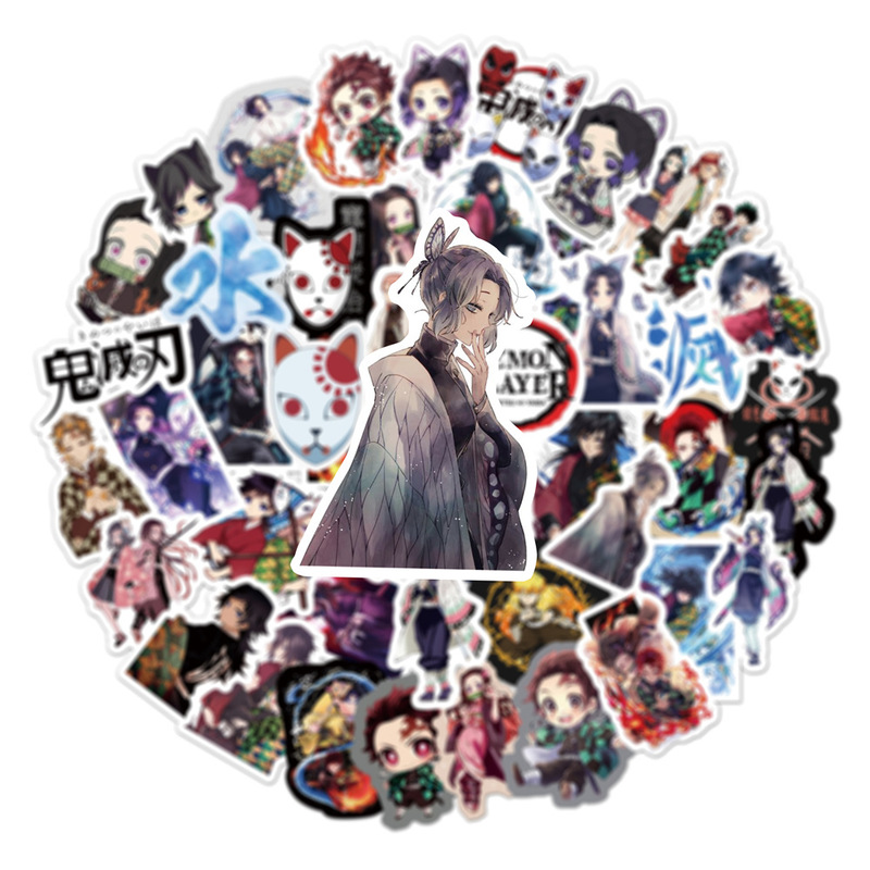 Set 50 Miếng Dán Họa Tiết Hoạt Hình Demon Slayer Nhân Vật Tanjirou/ Nezuko/ Tomioka/ Giyuu