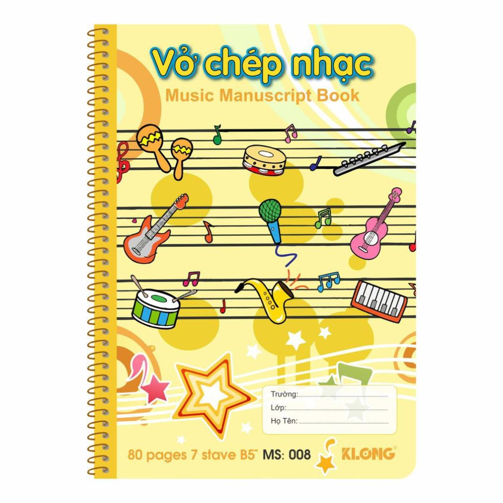 Vở chép nhạc lò xo Klong - 80 trang; Ms 008