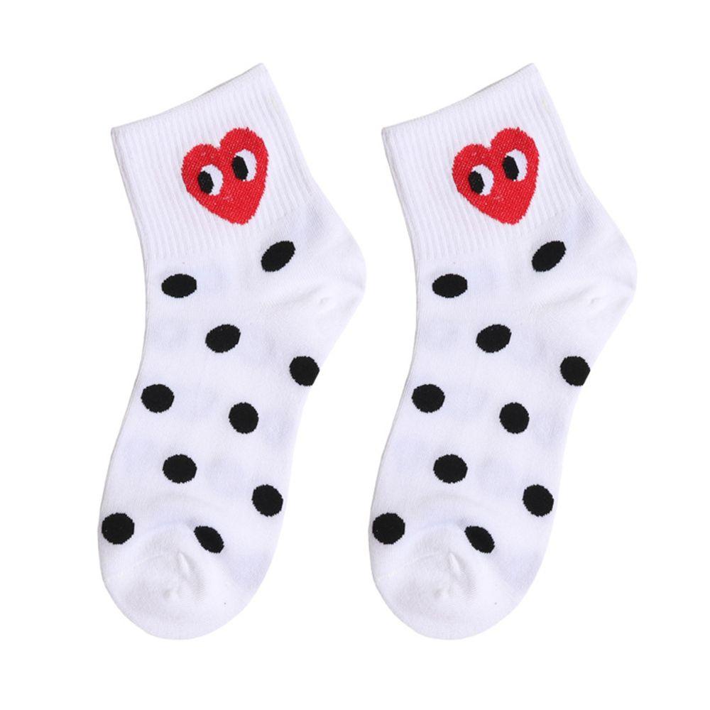 Vớ Cotton Mềm Mại Họa Tiết Sọc Trắng Đen Hình Trái Tim Dễ Thương