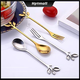 Unique Stainless Steel Leaf Shape Handle Coffee Spoon/Fork Kitchen Tableware