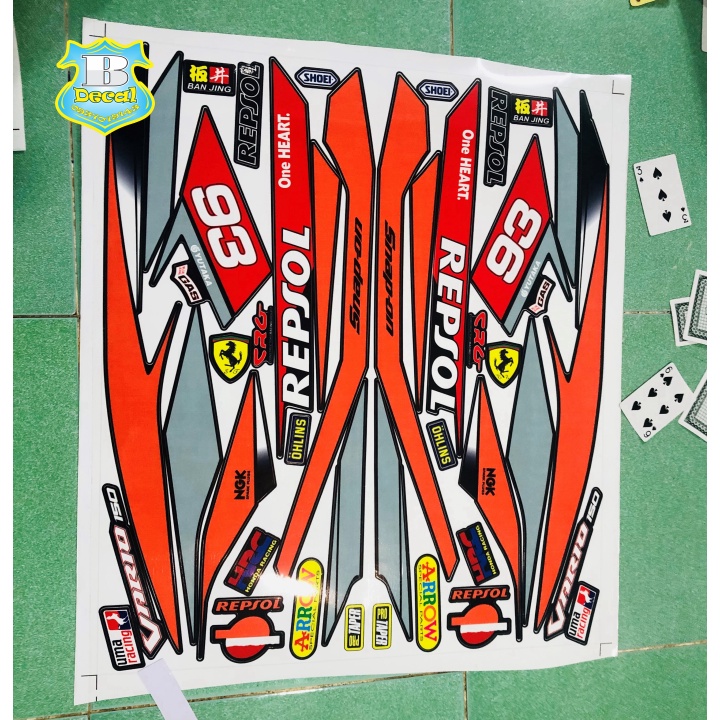 ( Quí khách vui lòng mang ra tiệm cho thợ dán ) Tem vario 150 repsol đen