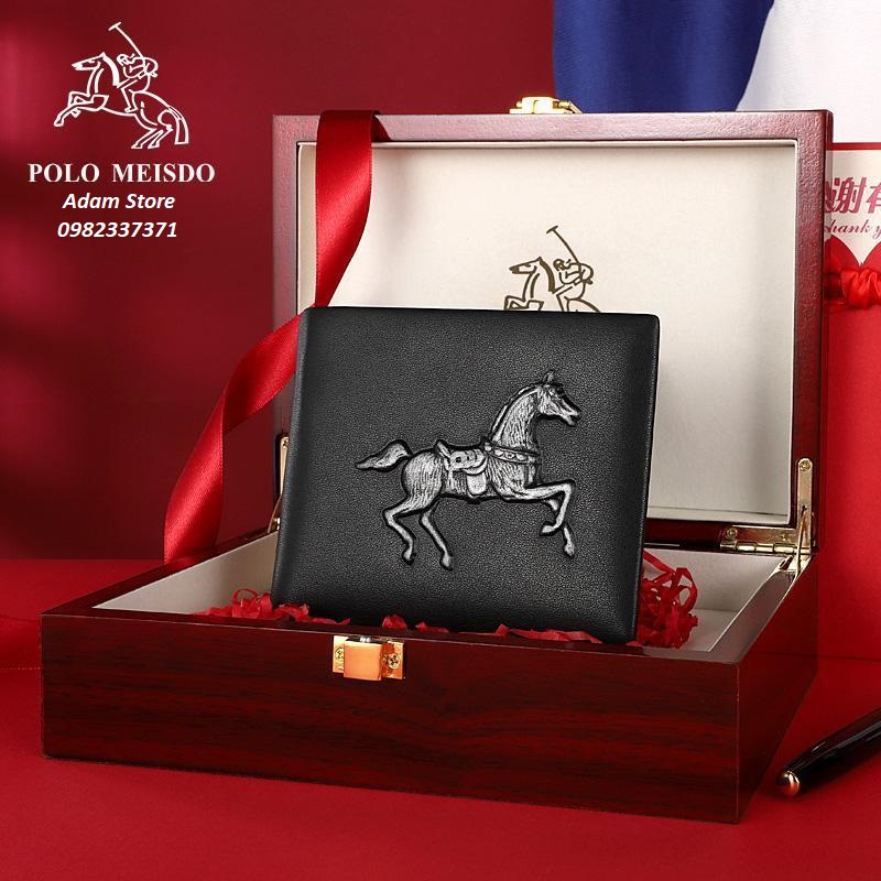 Ví Da Bò Nam Cao Cấp Hàng Hiệu POLO MEISDO (Da Thật 100%) Full Hộp Phù Hợp Làm Quà Biếu Tặng Sinh Nhật BH 2 Năm