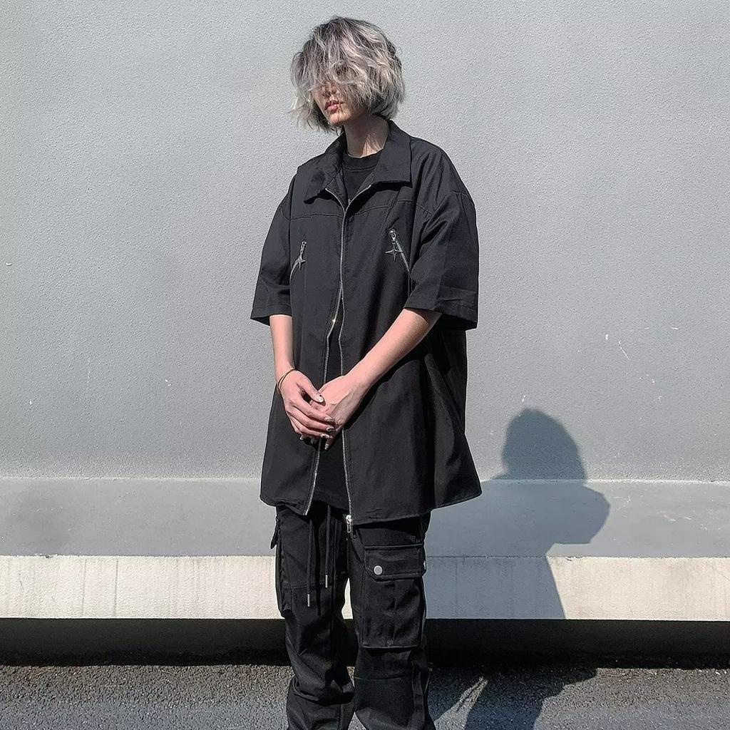 Áo Sơ Mi Ngắn Tay Phong Cách Harajuku Nhật Bản Thời Trang Mùa Hè Cho Nam