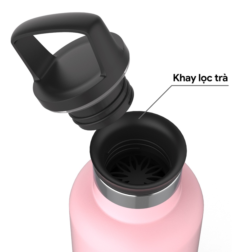Bình giữ nhiệt Inox 304 chống gỉ 621ml, giữ lạnh 24h, giữ nóng 10h 2GOOD FLASK Standard Mouth SM-02 StrawLid- HAPOS