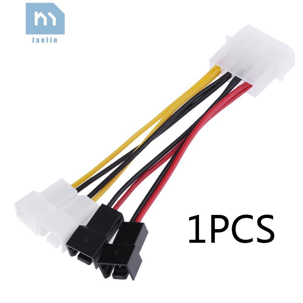 Jae 1pc 4-Pin Molex to 3-Pin fan Power Cable Adapter Connector 12v*2 / 5v*2