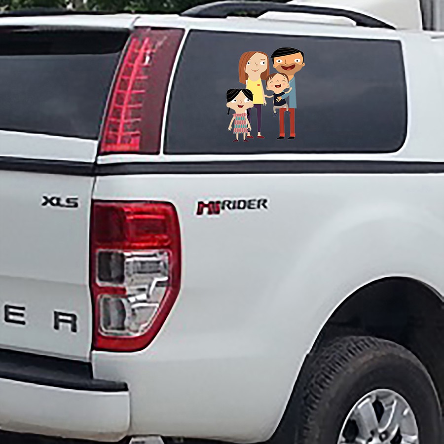 Sticker xe oto, tem dán xe gia đình, tem xe Ford Family-car-41