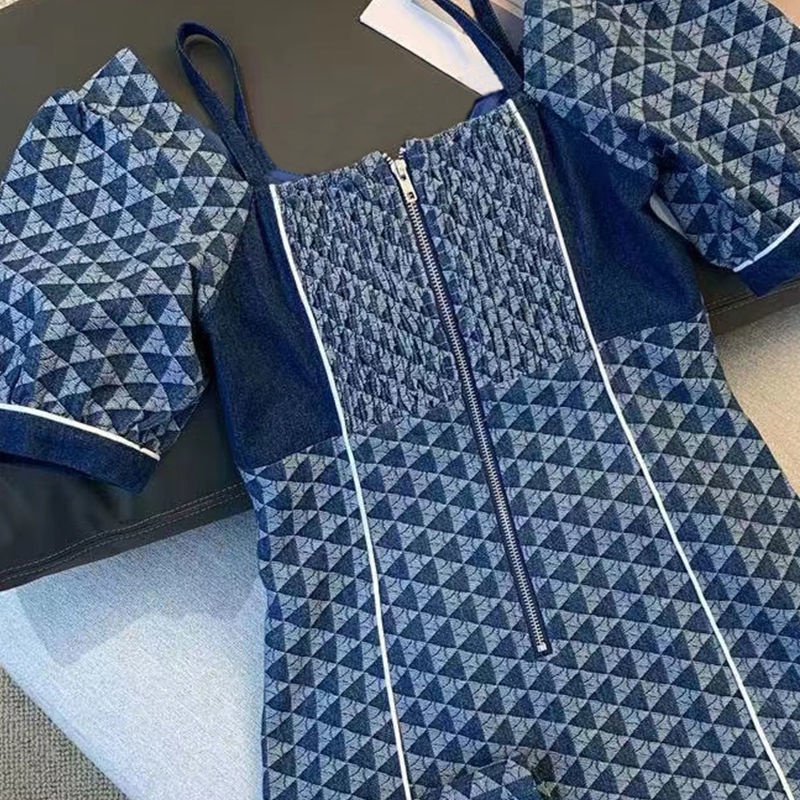 Đầm Denim Xanh Dương Phong Cách Hàn Quốc Đơn Giản Mùa Hè Kiểu Mới