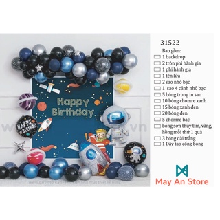 Combo bong bóng trang trí sinh nhật tông galaxy phi hành gia