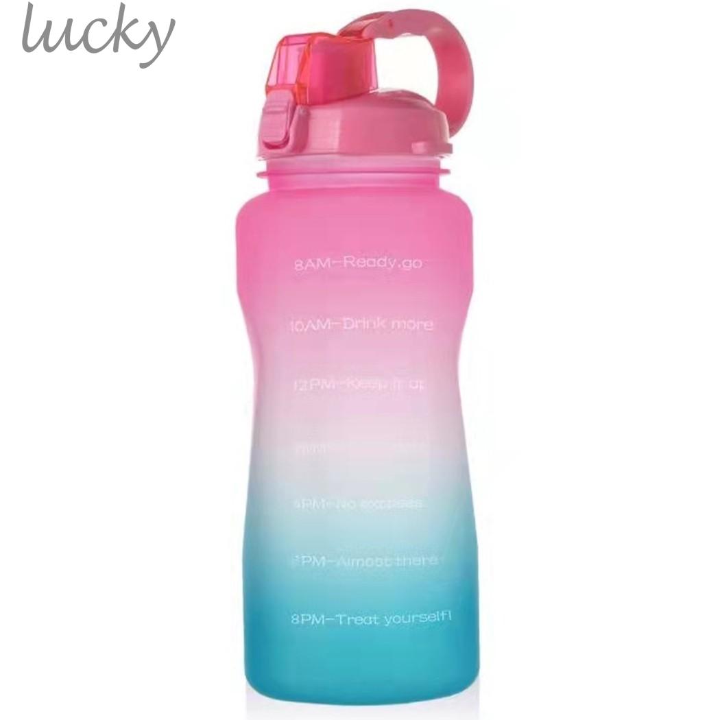 【LUCKY】Water Bottle Flip-top Motivational Time Stamp Outdoor Straw-leak-proof