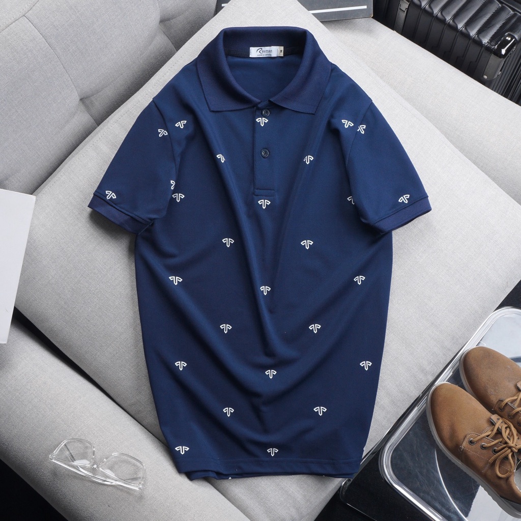 Áo polo nam hoạ tiết mỏ neo big size 3xl 93kg thoải mái, áo phông áo thun nam cotton cao cấp - Áo Thun Nam Big Size