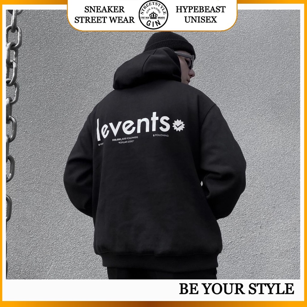 Áo hoodie LEVENTS Popular Logo áo khoác Hoodie nam nữ popular full tag phong cách unisex Ulzzang - Gin Store