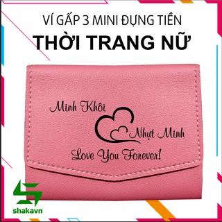 Bóp ngắn nữ cầm tay khắc tên theo yêu cầu