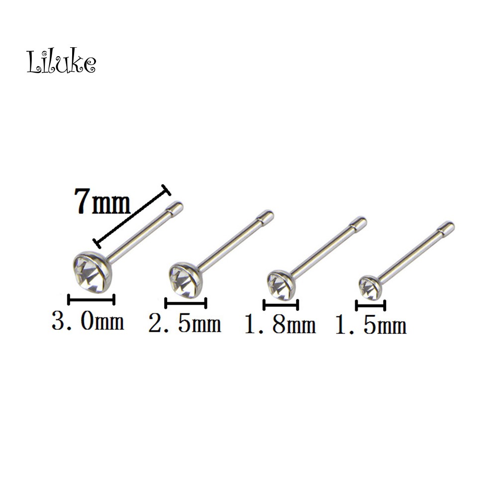 Set 14 Khuyên Mũi Inox Đính Đá Cá Tính Unisex