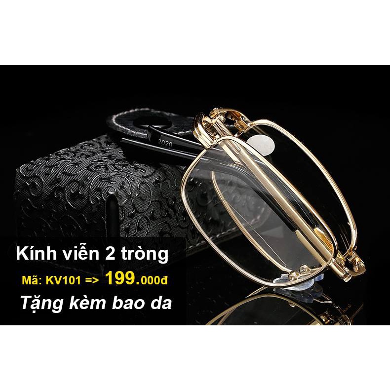 Kính Lão - Viễn Thị 2 tròng Gấp Gọn Bỏ Túi - Sẵn Độ Cao Cấp - Kèm Bao Da Đeo Hông