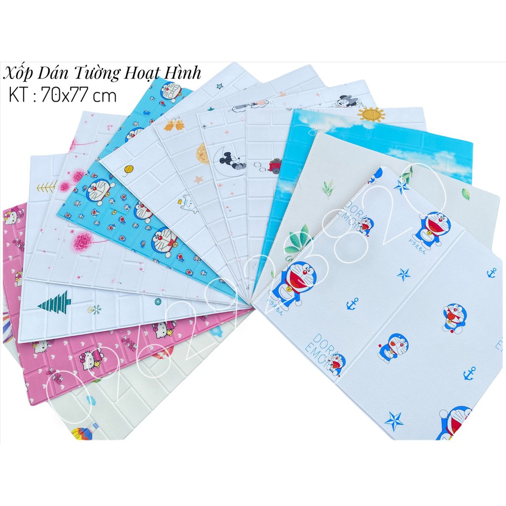 xốp dán tường 3d hoạt hình dễ thương kích thước 70x77 cm, hàng loại 1 | BigBuy360 - bigbuy360.vn