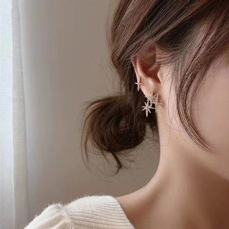 Khuyên Tai Hình Lục Giác Đơn Giản Phong Cách Hàn Quốc