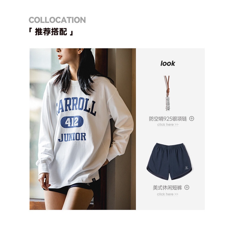 Áo thun cotton MADEN tay dài dáng rộng in chữ số phong cách retro Mỹ thời trang mua thu