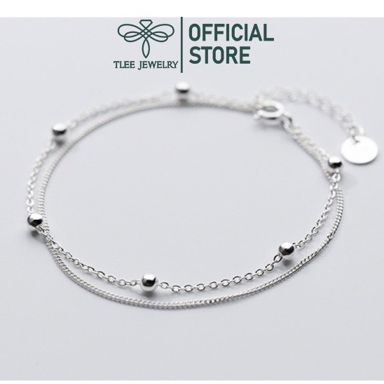 Lắc tay bạc nữ TLEE kép mix bi nhỏ dáng mảnh bạc 925 cao cấp TleeJewelry LT0129